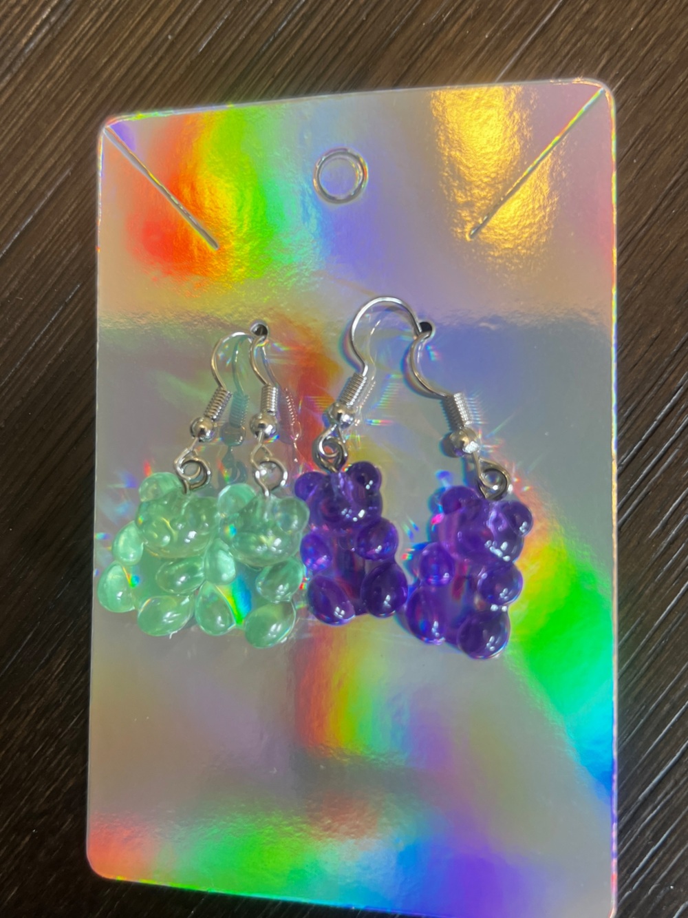 Green and Purple Gummy Bear Drop Earrings - Women Jewelry